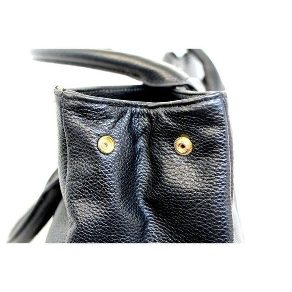 LRG ERICA ANENBERG BLACK GENUINE LEATHER TURN LOCK SATCHEL SHOULDER BAG HANDBAG - Picture 9 of 12